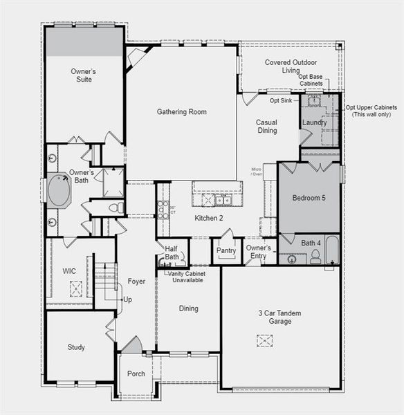 Structural options include: Gourmet kitchen, bed 5 with bath 4 in place of tandem, extended owner's suite, drop in tub at owner's bath and gas drop for future outdoor grill.