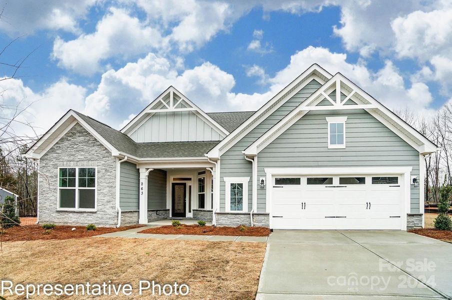 Homesite 135 features an Edgefield, Ranch floorplan with front-load garage.