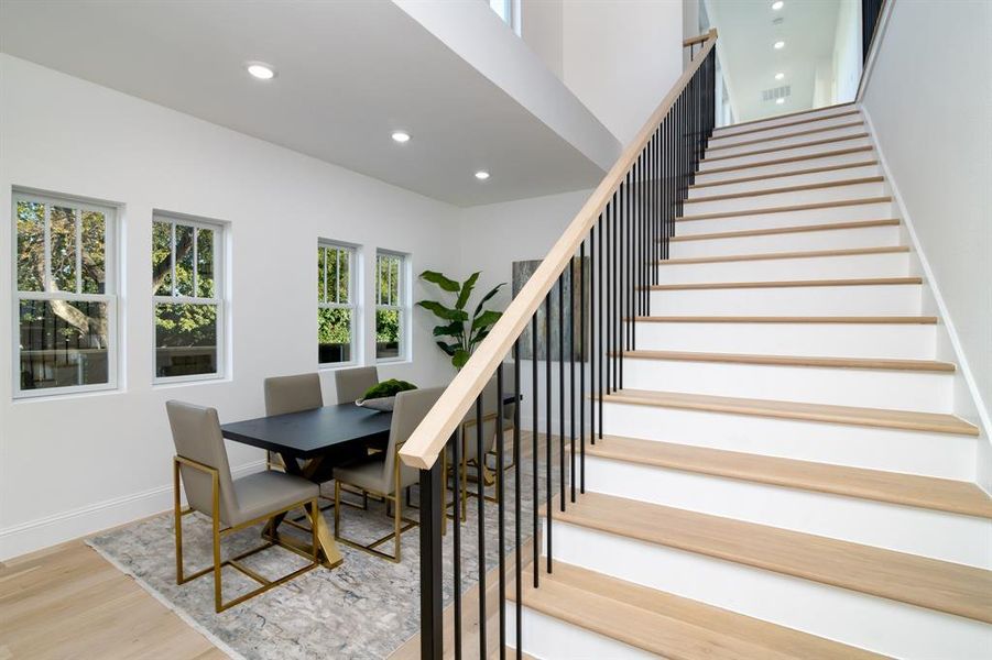 Stairway with wood-type flooring