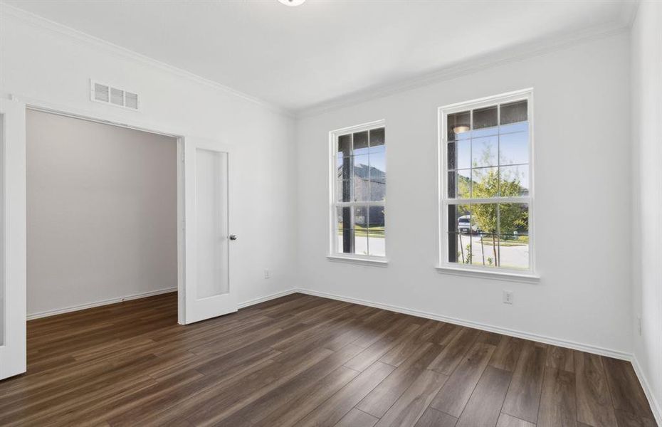 Elegant study with French doors *real home pictured