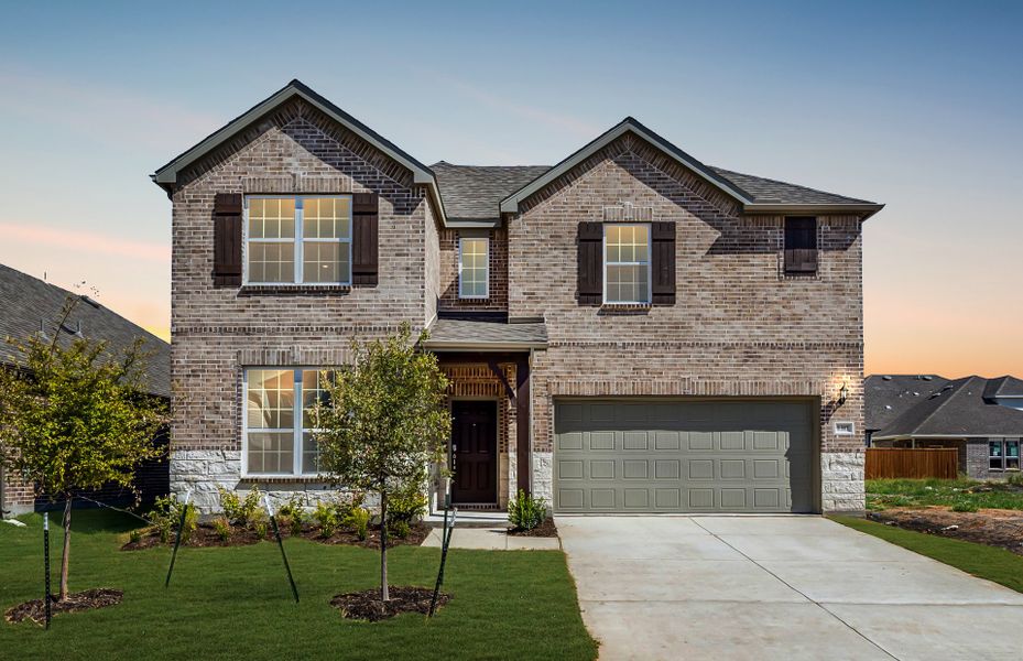 The Lockhart,a  two-story home with a 2-car garage, shown with Home Exterior B