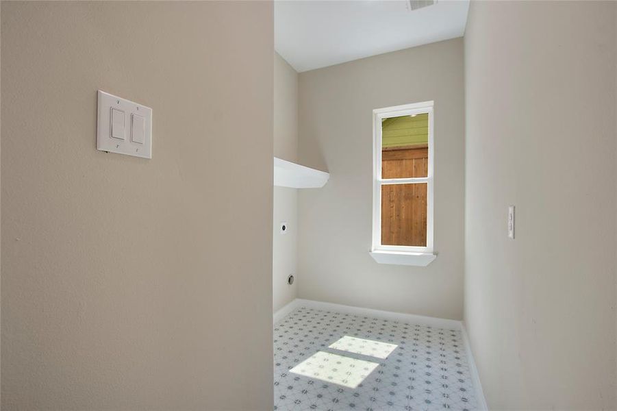 Laundry room featuring electric dryer hookup