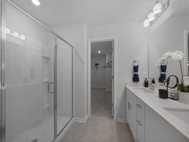 Primary bathroom in the Brentwood floorplan at a Meritage Homes community in Graham, NC.