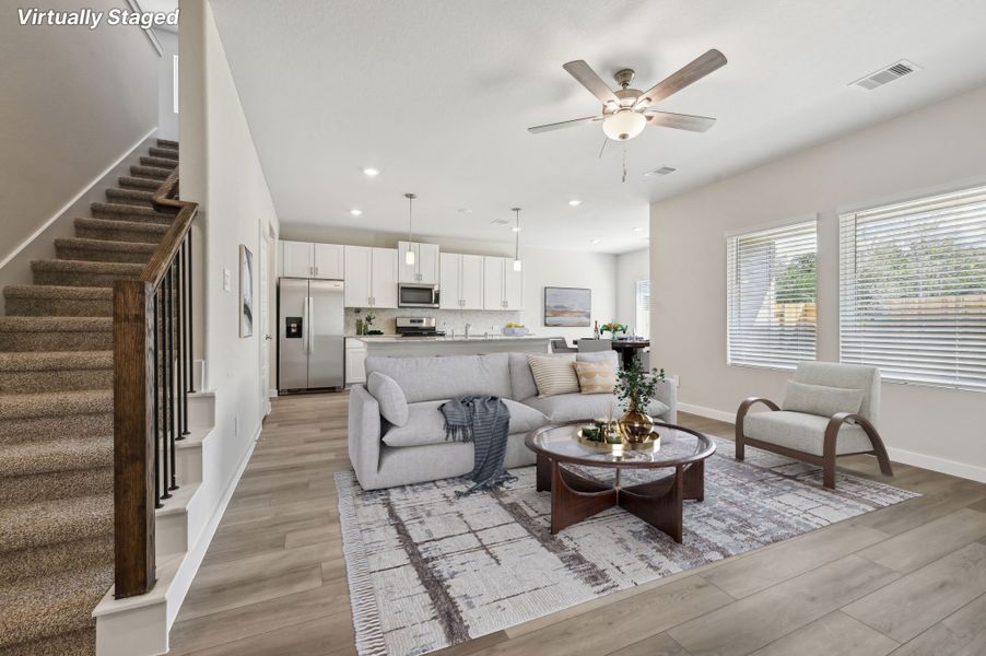 The living room of a home in Stewart's Ranch in Conroe, TX.