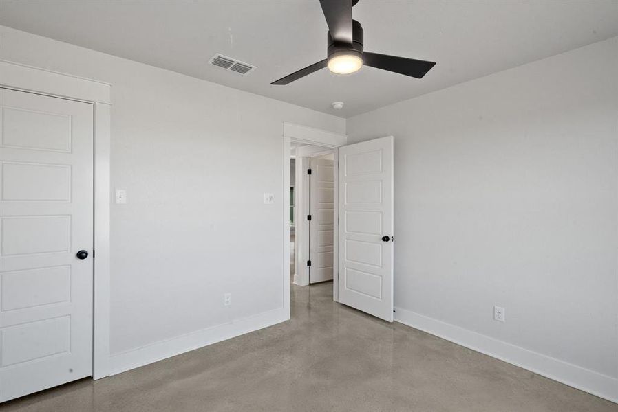 Bedroom featuring ceiling fan