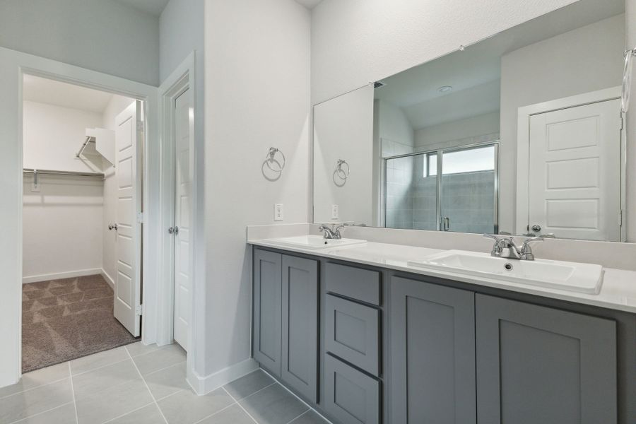 Primary Bathroom in the Oscar home plan by Trophy Signature Homes – REPRESENTATIVE PHOTO