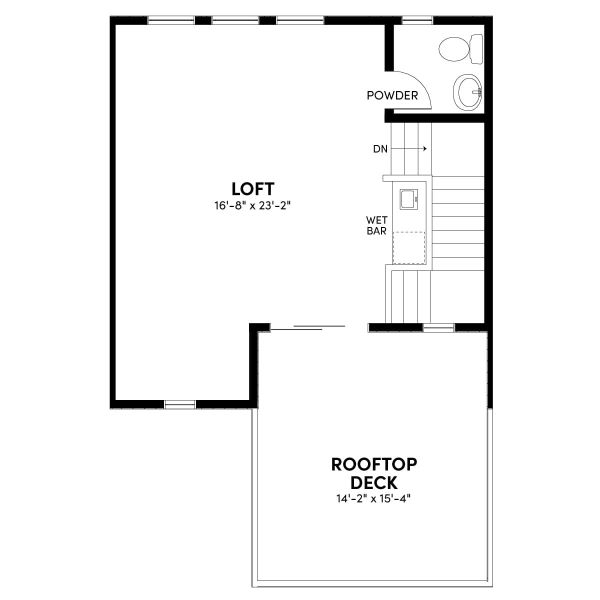 Floor 3: Optional 3rd Floor with Loft and Rooftop Deck