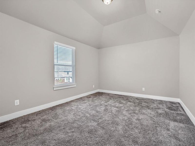 Bonus room featuring lofted ceiling and carpet floors