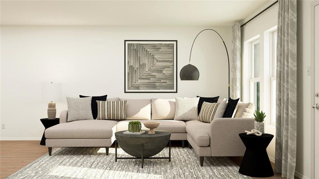 Living room featuring hardwood / wood-style flooring