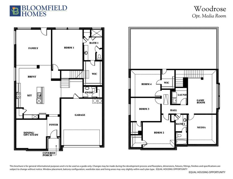 Woodrose Floor Plan with Optional Media Room