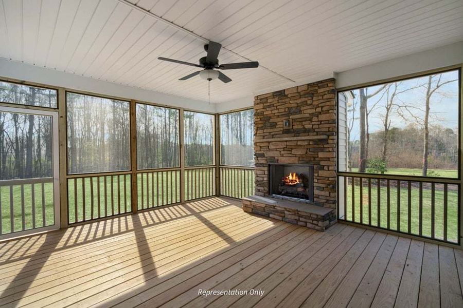 First Floor Only Clayton with Optional Back Deck with Screened in Porch and Fireplace