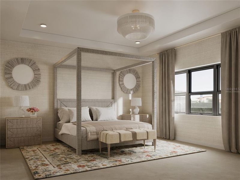 Virtually staged Master bedroom