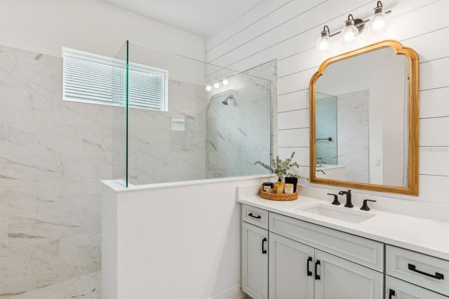 Primary Bath with Shiplap Accents