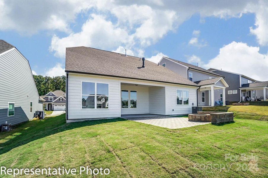 Homesite 148 features an extended screen porch and a paver patio, no firepit.