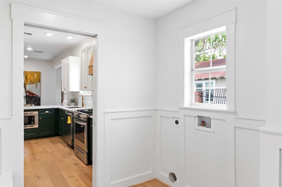 Pocket door leading from your laundry into your kitchen.