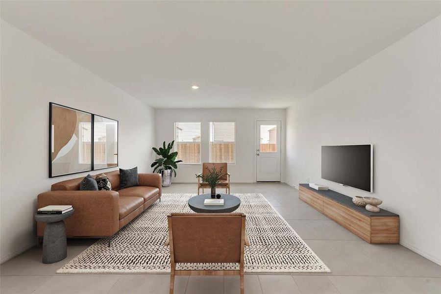 View of tiled living room