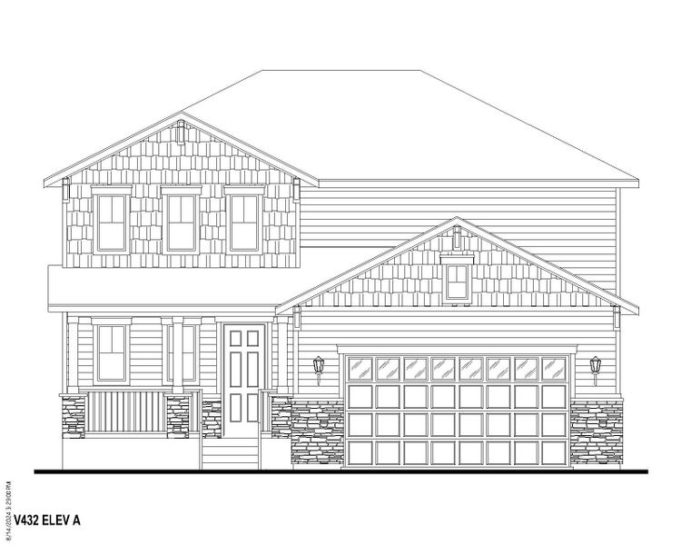 Plan V432 Elevation A w/ Stone