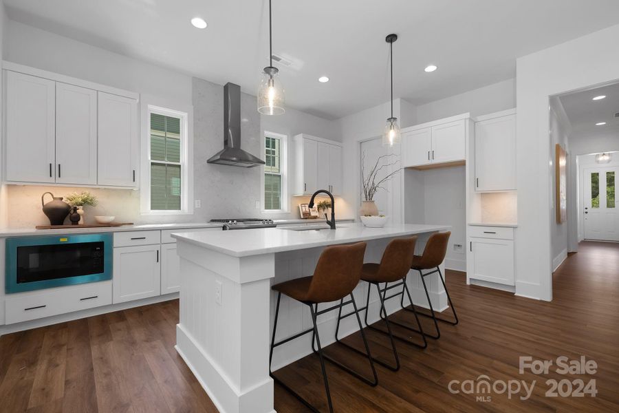 Kitchen Island w/Vertical V-Groove Trim & Comfortable Knee Space