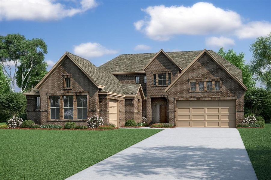 Stunning Samantha home design by K. Hovnanian® Homes with elevation A in beautiful Waterstone on Lake Conroe. (*Artist rendering used for illustration purposes only.)