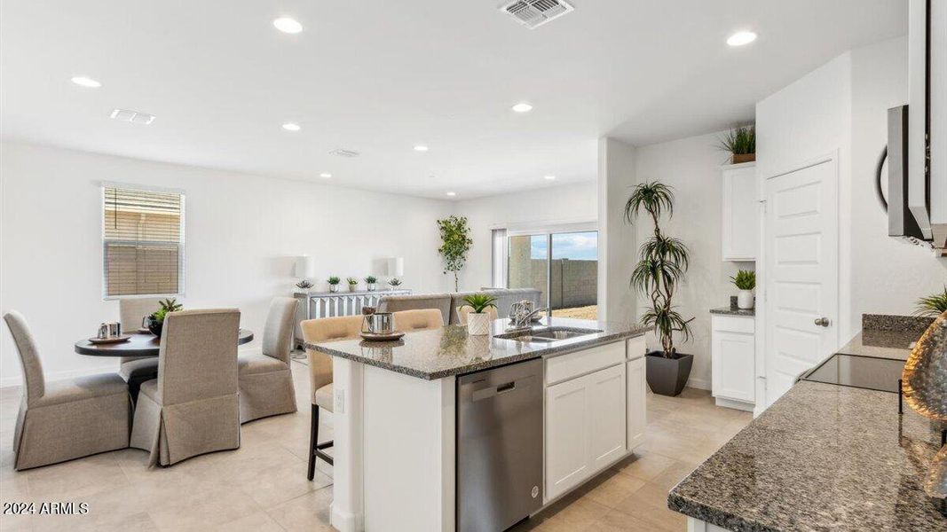 Camden kitchen island and dining room