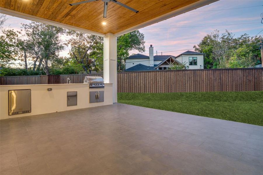 Covered Patio with Views of the Backyard