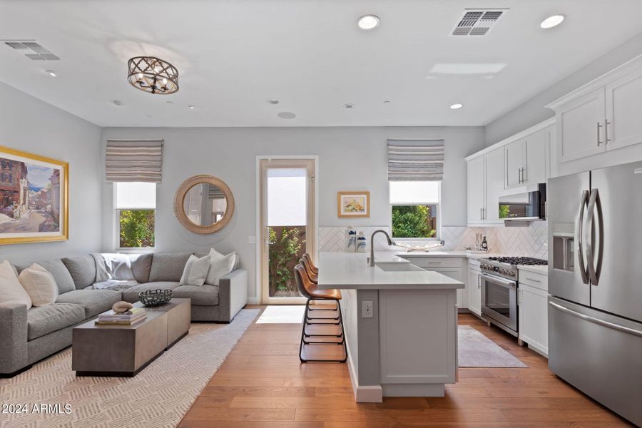 Living room and kitchen