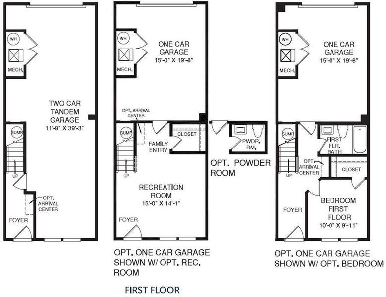 1st level with options floor plan