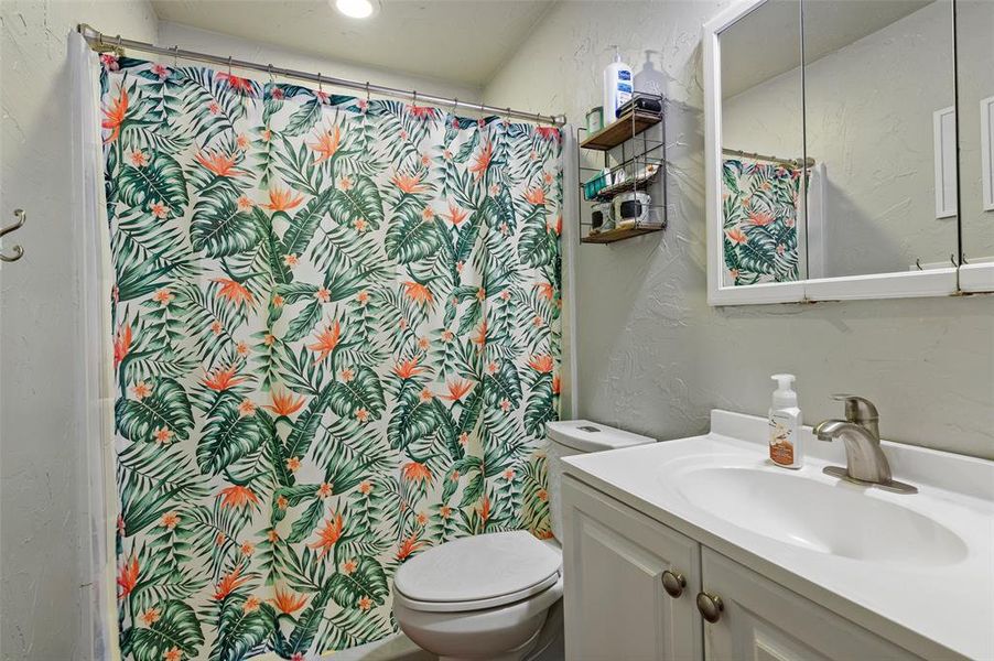 Bathroom with vanity and toilet