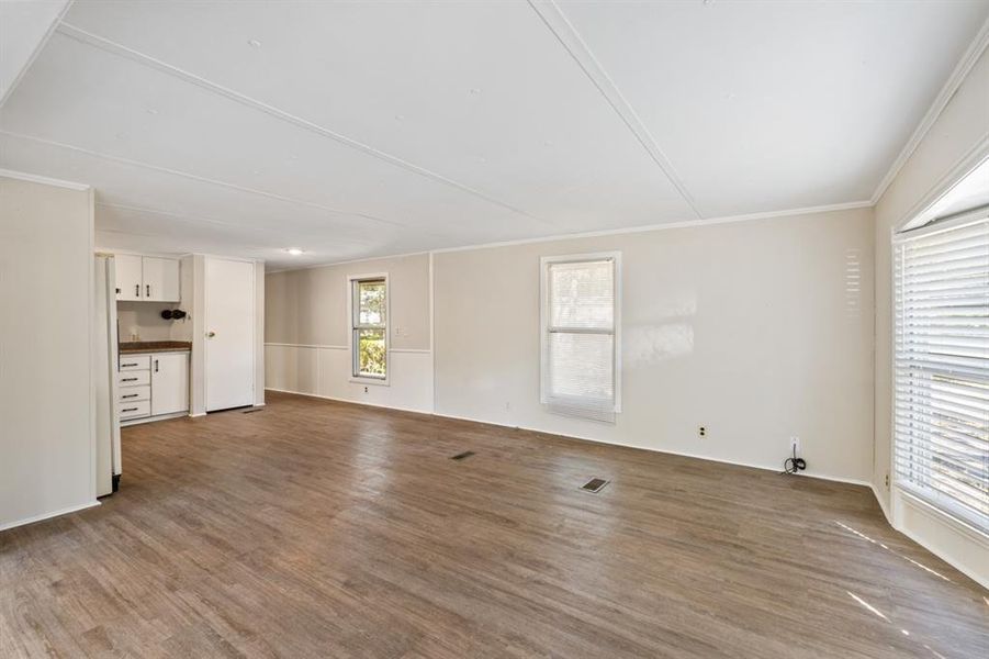 Open kitchen and dining area