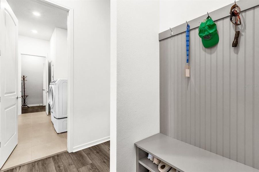 Mud room leading into the laundry room