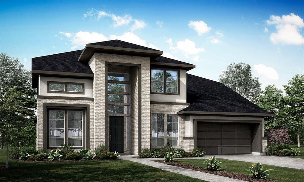 Victoria plan by Newmark features 5 bedrooms, 5.5 bathrooms and a 3 car tandem garage.