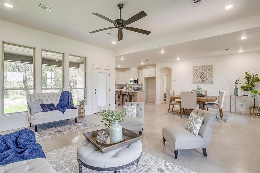 Living room with ceiling fan