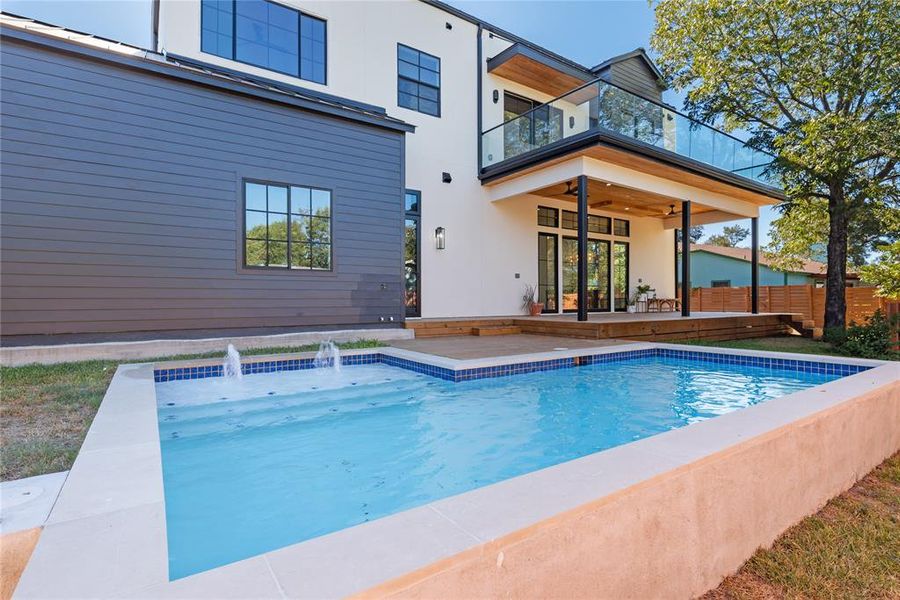 Sparkling built in pool perfect to cool off during hot Texas summers