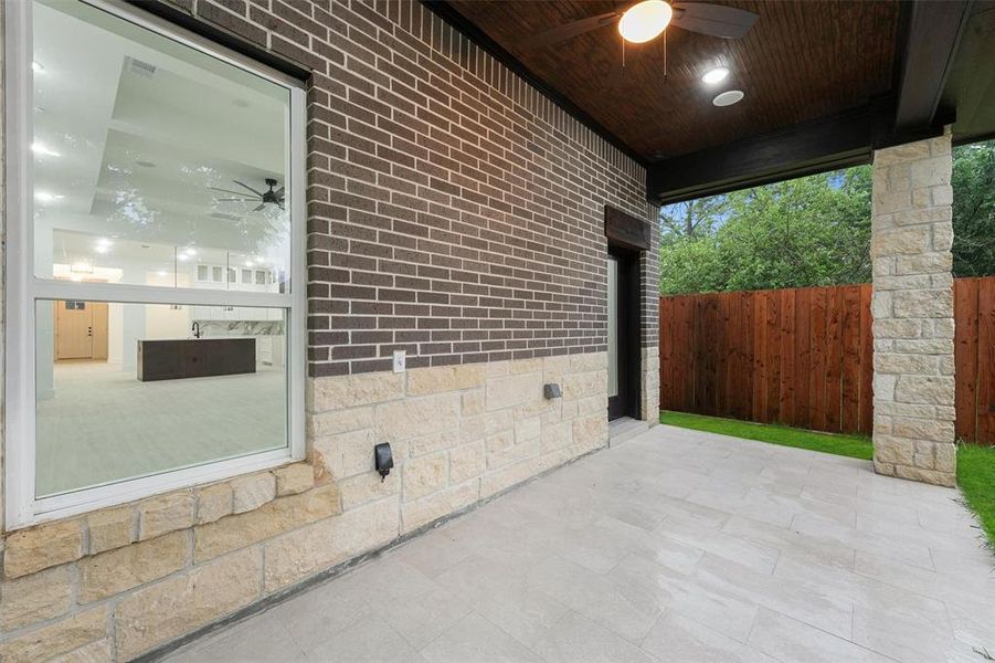 Covered patio pre-wired.