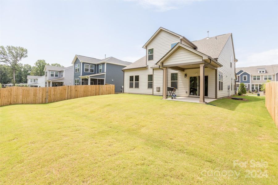 Partially fenced backyard