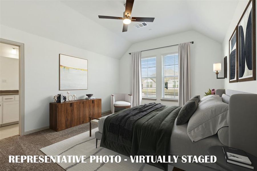 Your new owner's suite is a peaceful and relaxing retreat at the end of the day!  REPRESENTATIVE PHOTO - VIRTUALLY STAGED