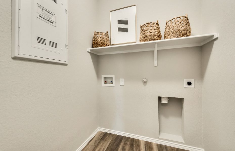 Utility room with built-in shelving