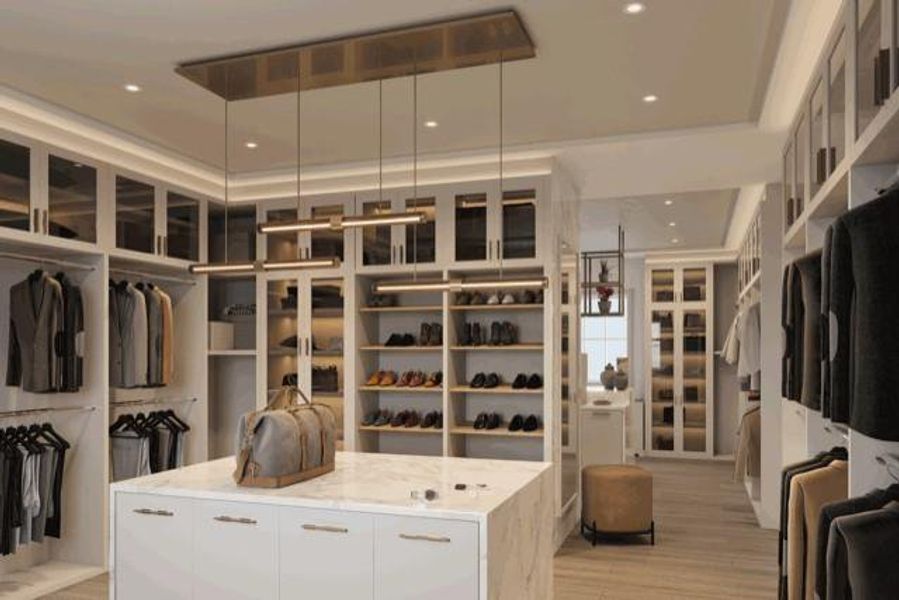 Rendering of one of two primary closets.