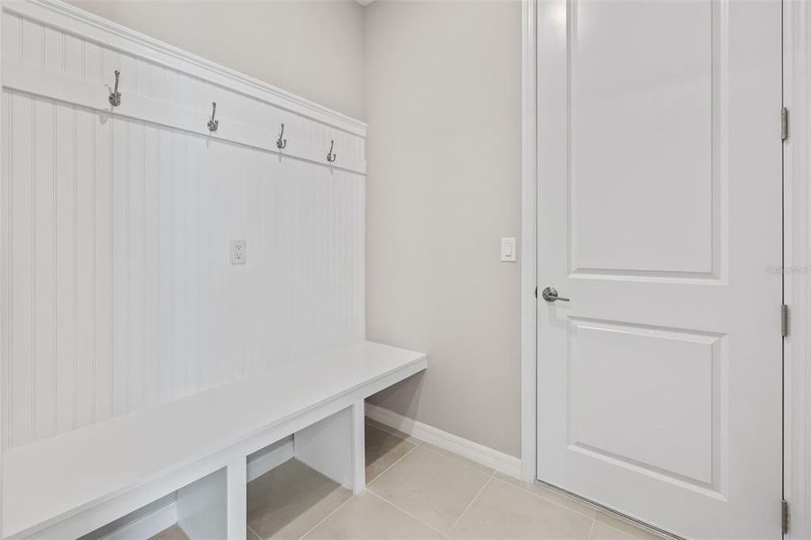 Mud room just inside the home from garage entrance