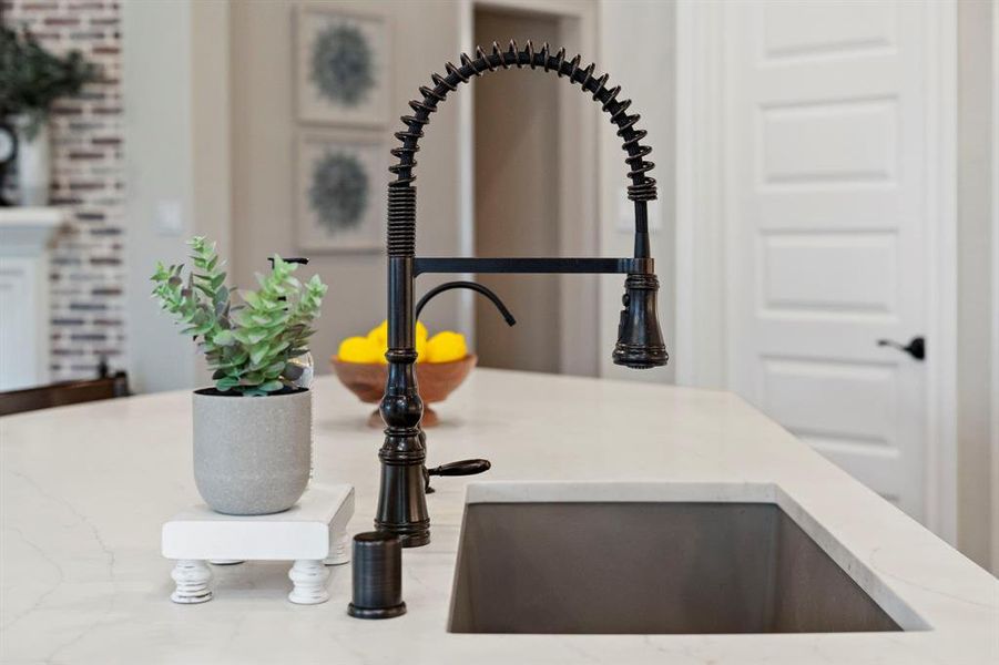 Moen, pull-down faucet with truffle, Blanco sink