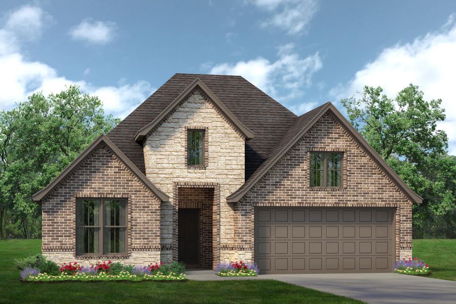 Elevation D with Stone | Concept 2186 at Summer Crest in Fort Worth, TX by Landsea Homes