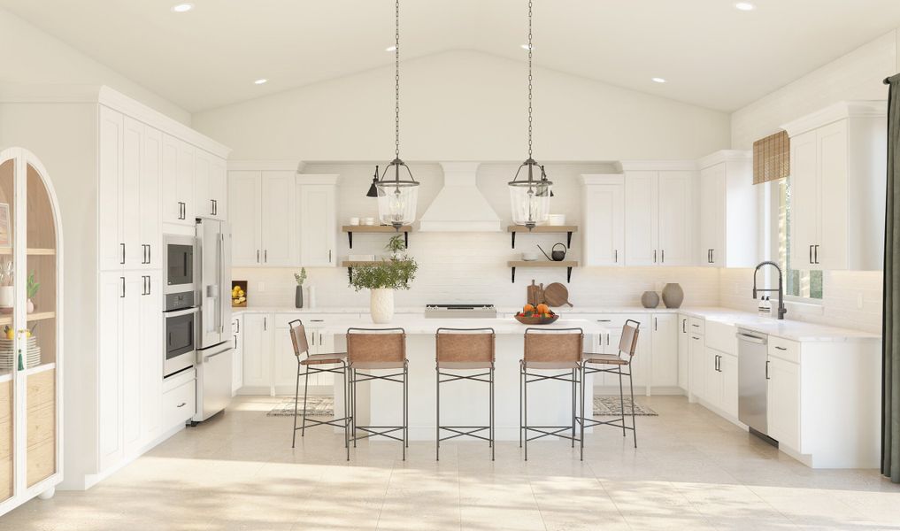 Kitchen with pendant lighting