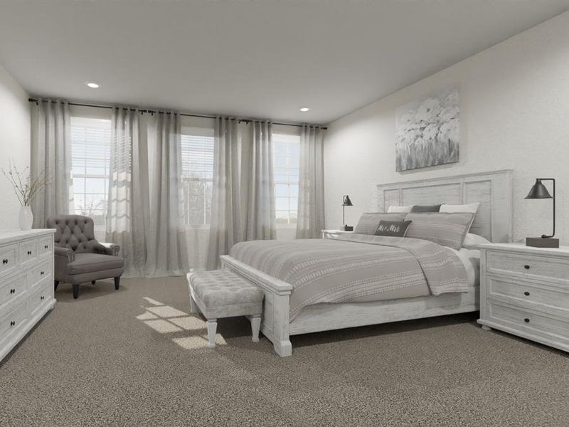 Gorgeous natural light fills your roomy owner`s suite. (Artists` rendering of the Brynn)