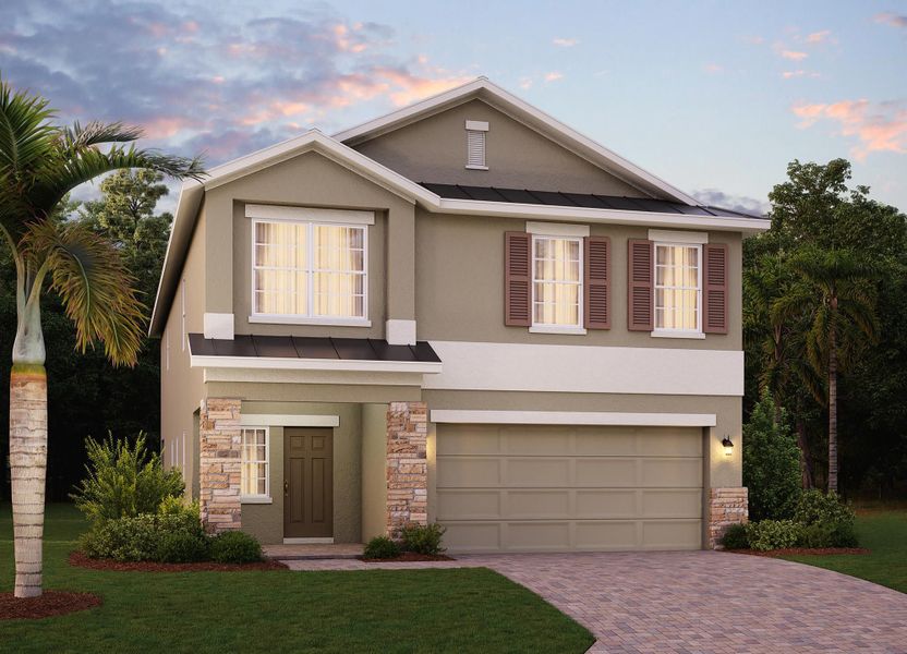 Elevation 4 with Optional Stone - Vero in Florida by Landsea Homes