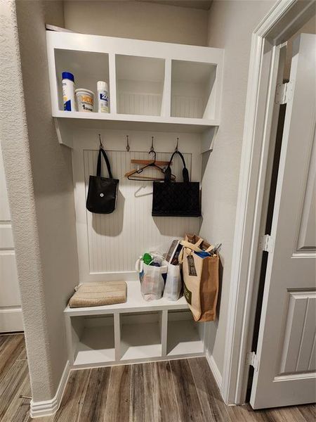 Mudroom featuring built-ins