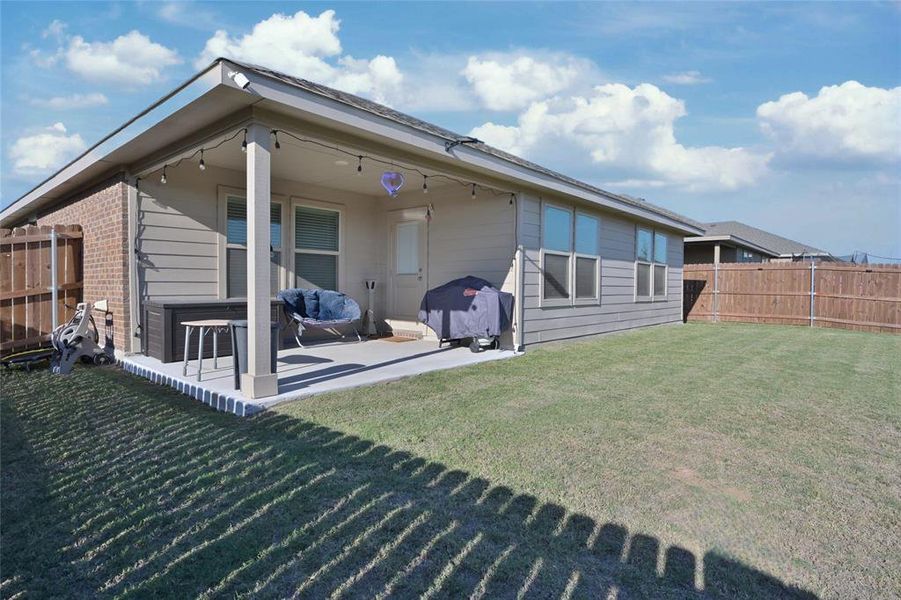 Large covered back Patio