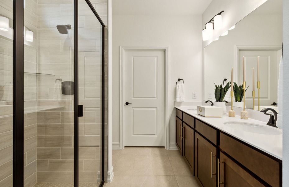 Owner's bath with double vanity and large shower