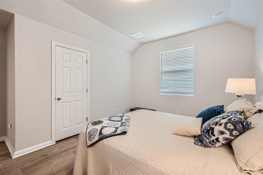 Enjoy the large closet and view from this room.