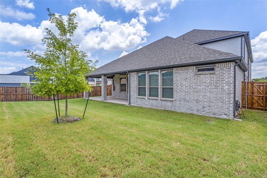 Rear view of house featuring a patio area and a yard