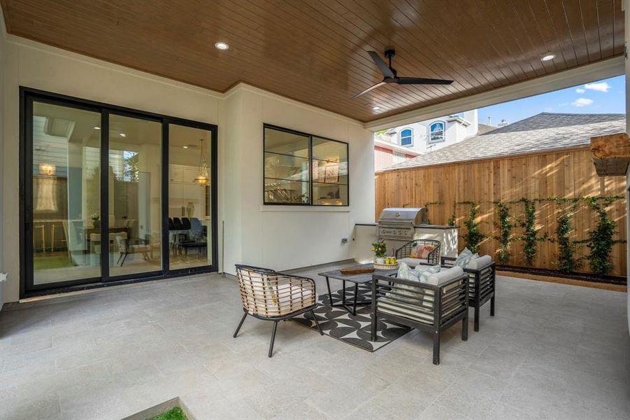 Large sliding glass doors open up to your own private outdoor space.